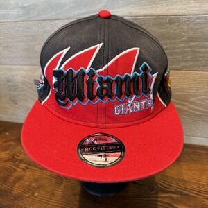 Miami Giants Hat Cap Fitted Mens 7 3/8 Black‎ Red MLB Baseball 1930 Throwback